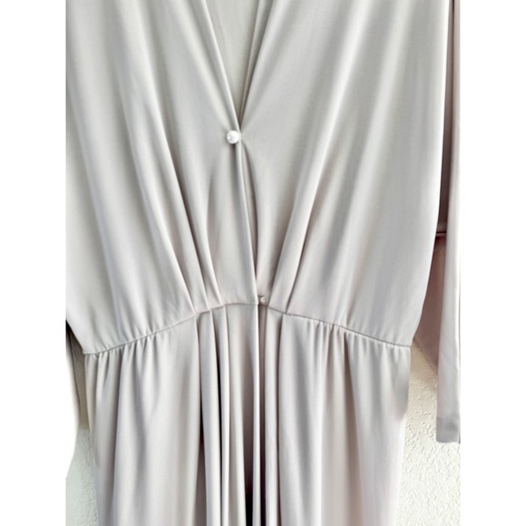 Vintage JCPenney Fashions Maxi Dress Grey V-Neck Minimalist Long Sleeve 18x54 - Picture 2 of 6